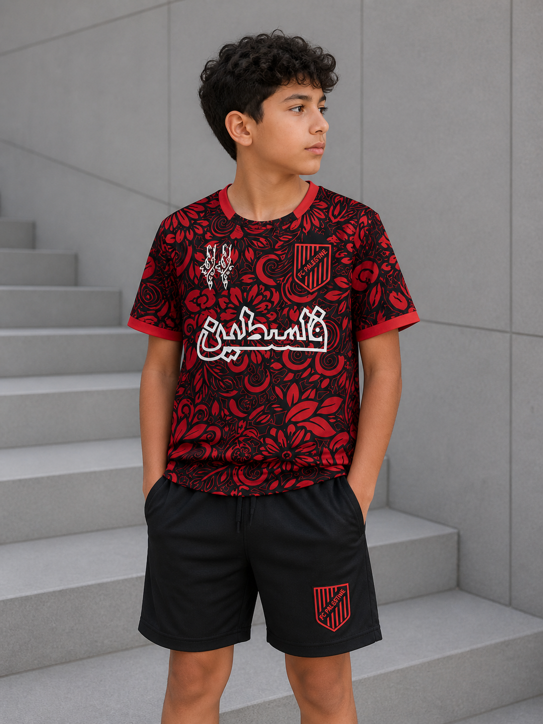 Maillot Enfant FC Palestine Rouge & Noir