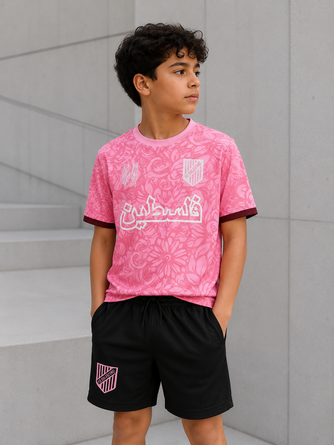 Maillot Enfant FC Palestine Rose & Noir
